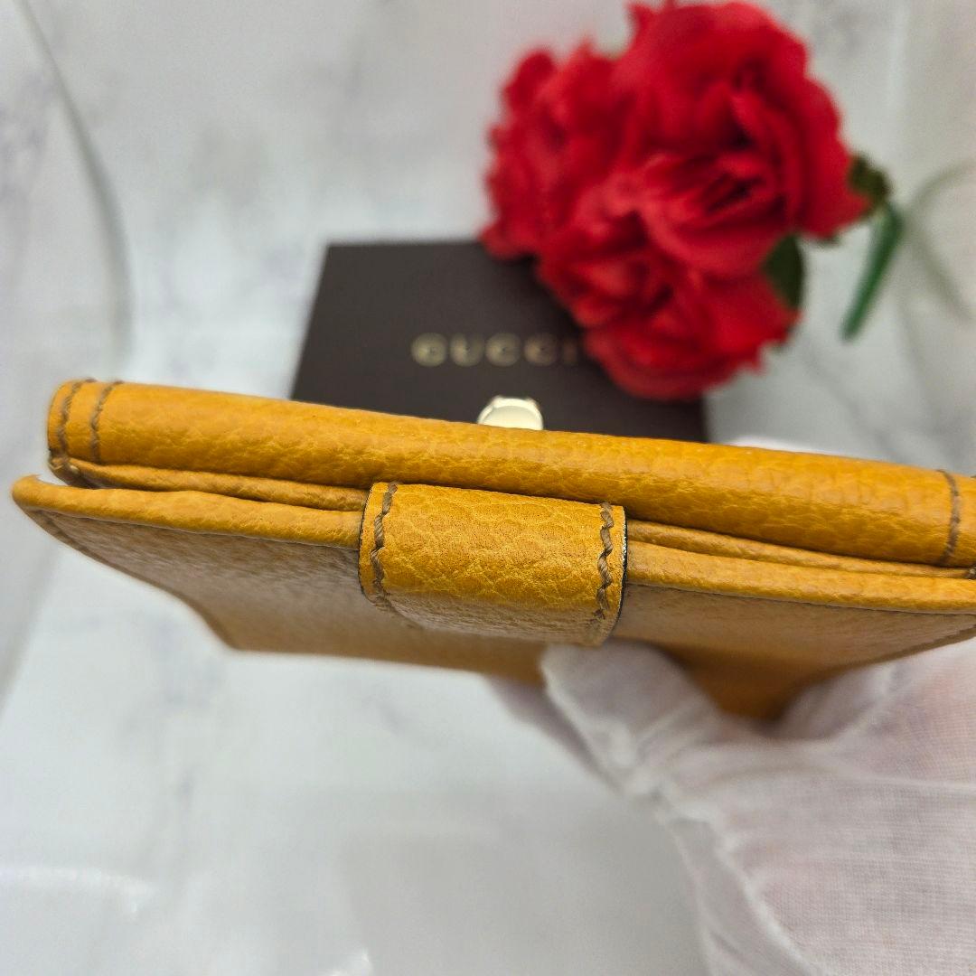 【希少】 GUCCI グッチ 折り財布 財布 レザー バンブー イエロー 黄色