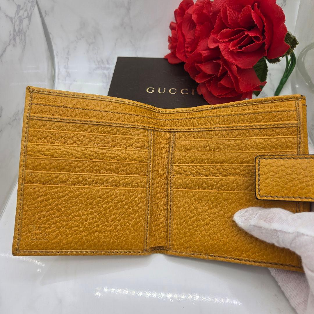 【希少】 GUCCI グッチ 折り財布 財布 レザー バンブー イエロー 黄色