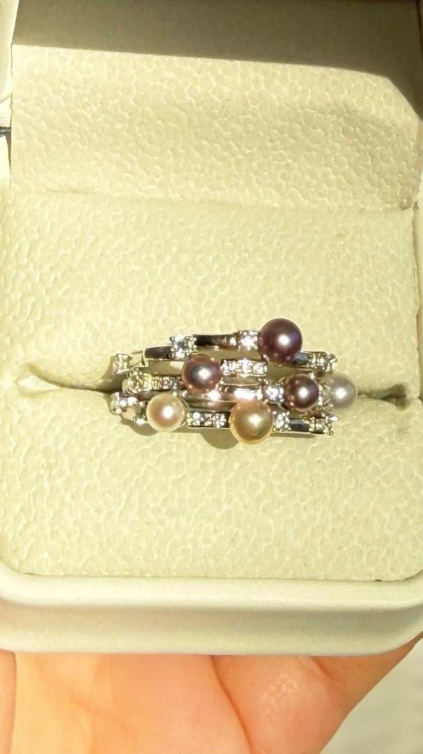 【一点物】花珠級 3-5mm 天然小燈泡真珠 リング S925 / p.l.o