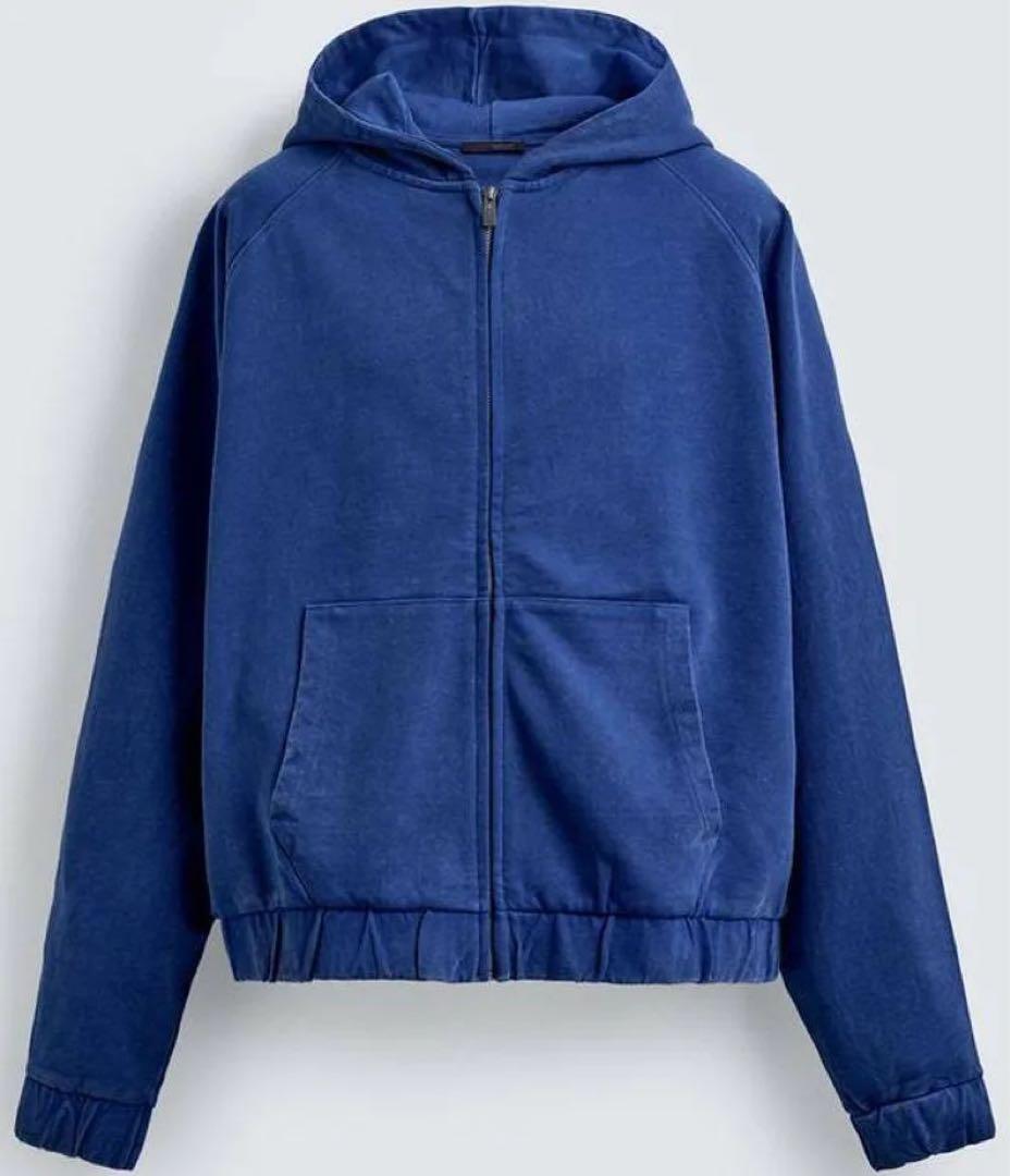 【完売品】ZARA ボクシーフィット ジップパーカー S ブルー