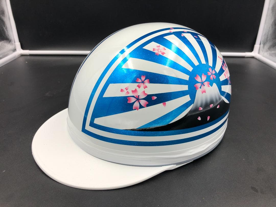 コルク半　カスタム　富士日章　三つボタン　ホワイトブルー　ラメ　桜　高級クリヤ