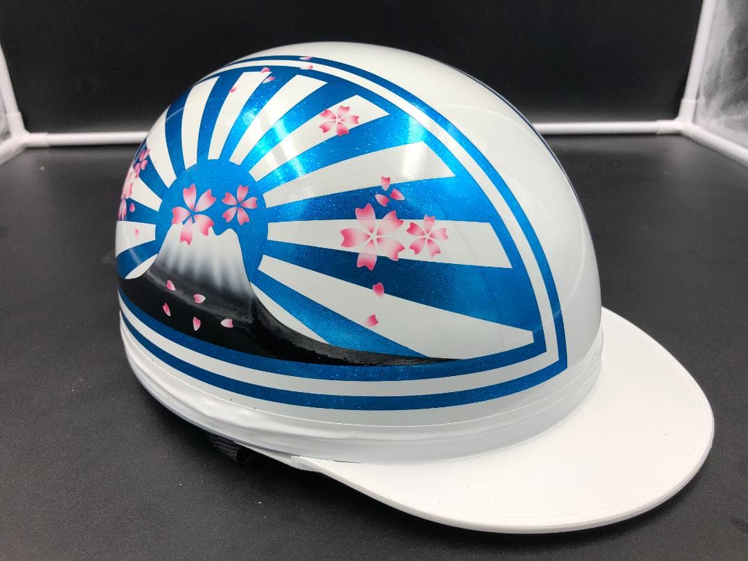 コルク半　カスタム　富士日章　三つボタン　ホワイトブルー　ラメ　桜　高級クリヤ