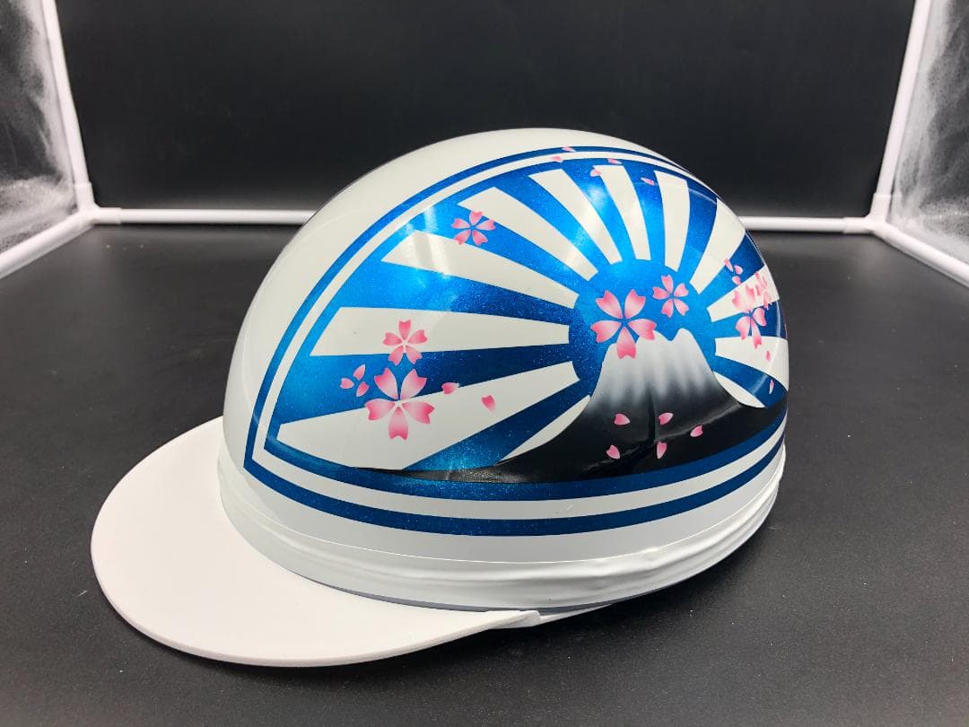 コルク半　カスタム　富士日章　三つボタン　ホワイトブルー　ラメ　桜　高級クリヤ