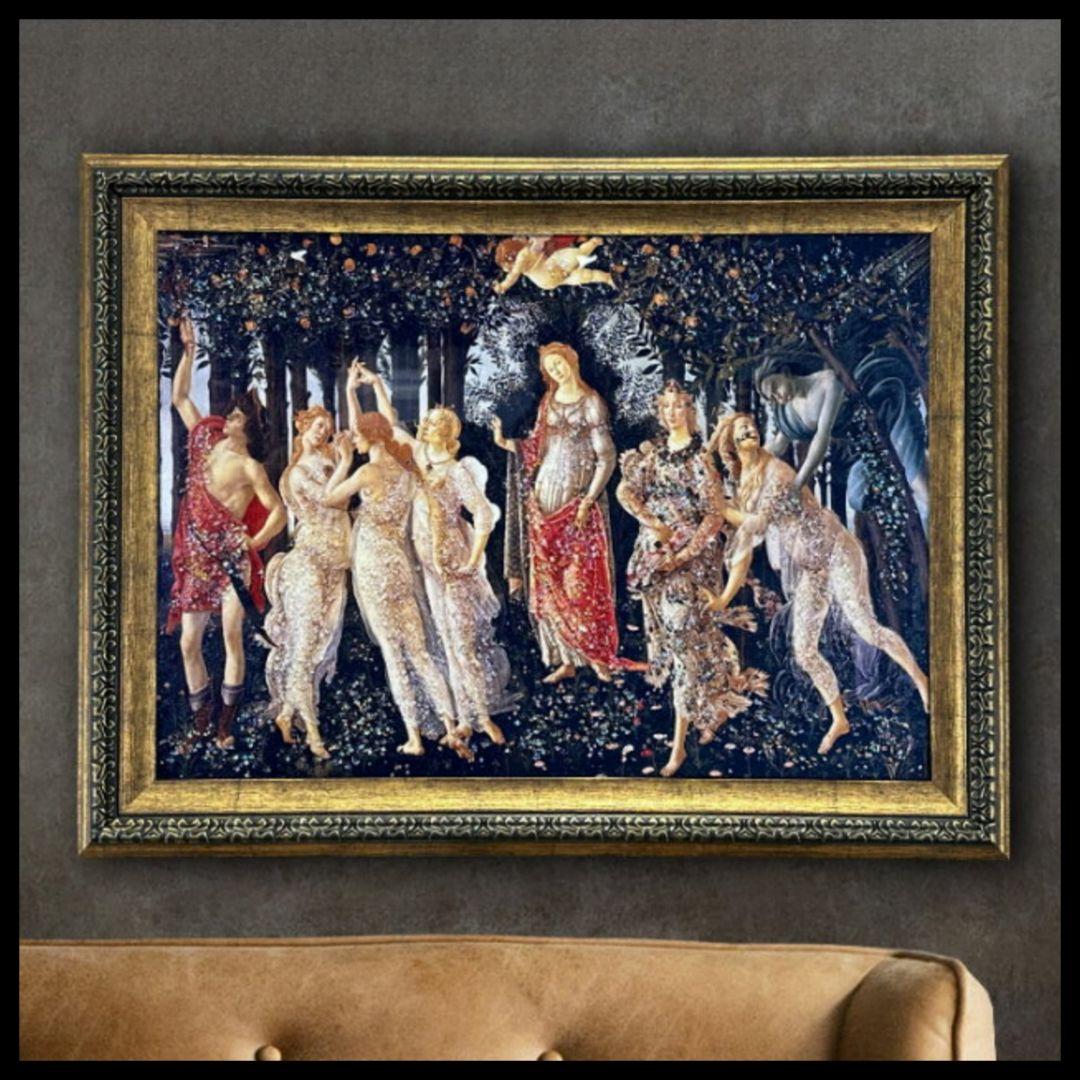 輸入雑貨　天然石　サンドロ・ボッティチェリ 『プリマベーラ』　水晶絵　クリスタル