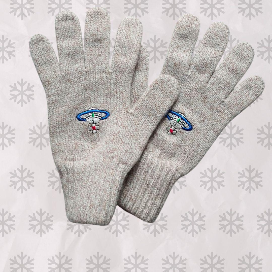 ヴィヴィアンウエストウッド メンズ カラーオーブ刺繍手袋 ベージュ