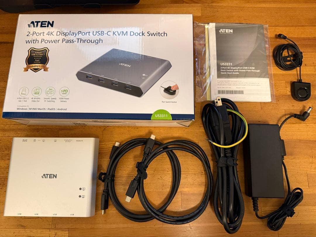 ATEN US3311 USB-C KVMスイッチ 2ポート 8K対応
