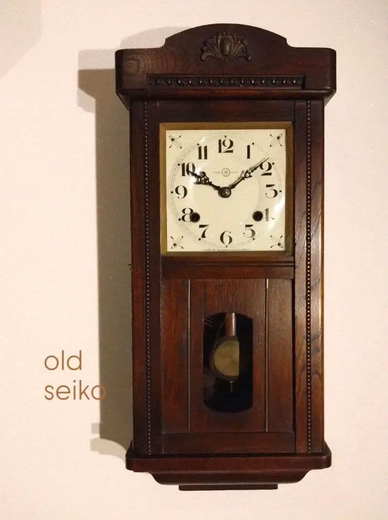 柱時計　完動品　精工舎　スリゲル　昭和レトロ　ゼンマイ　古時計　ボンボン時計