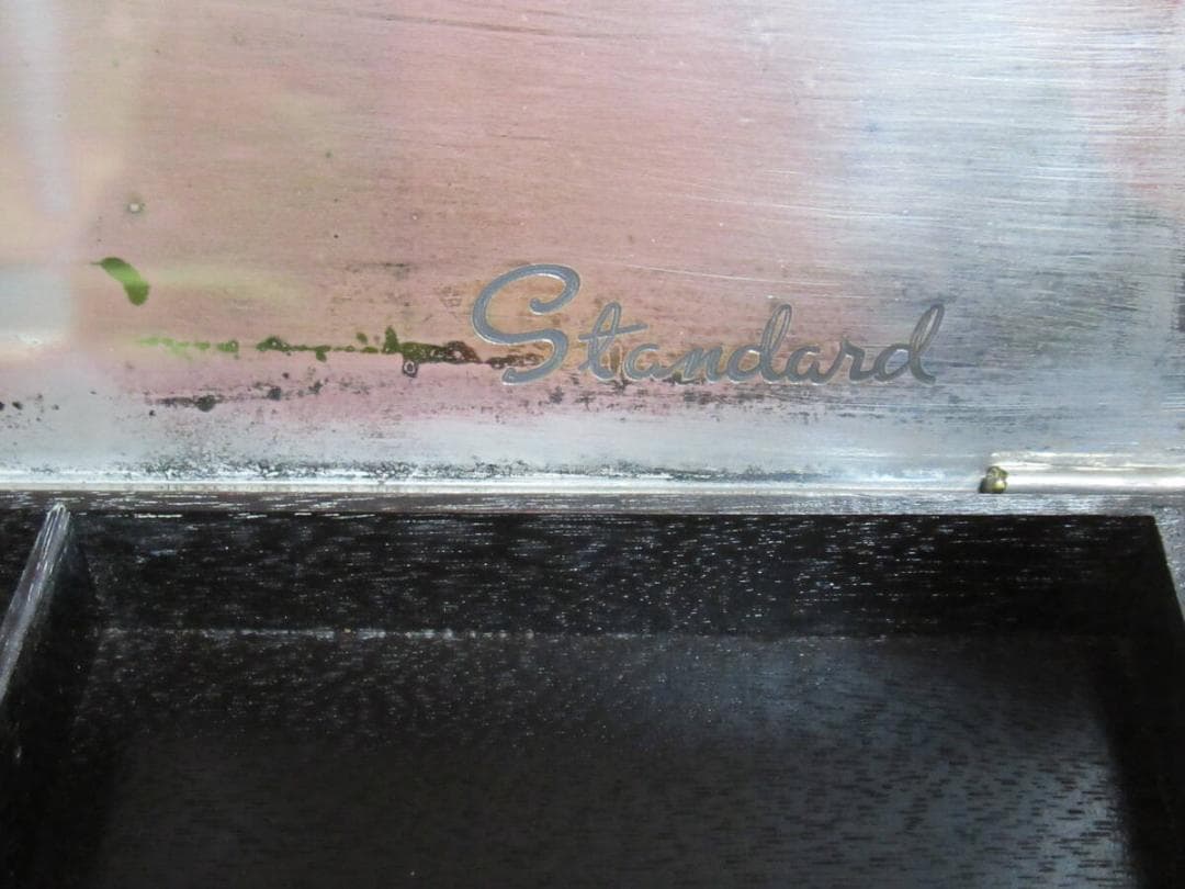 未使用大正時代共箱付◆銀座和光『鮎』金属製彫刻 金属と木製の小物入れ/煙草ケース