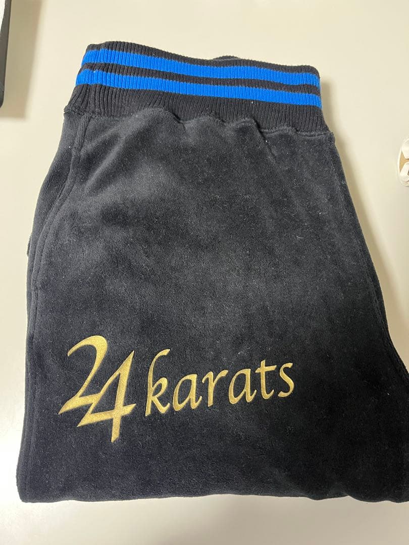24karats ベロアジャージ セットアップ ブラック　ブルー