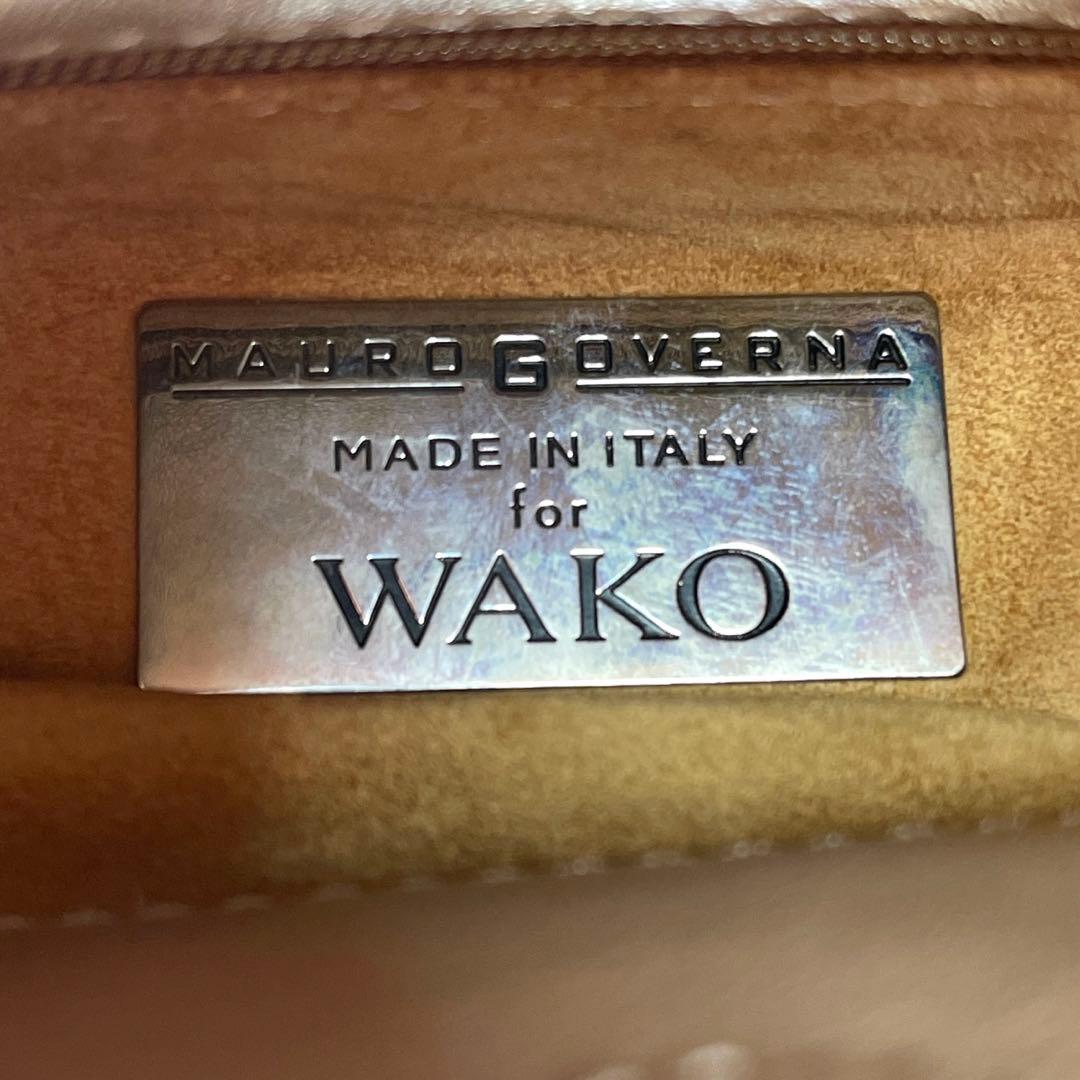 【良品】WAKO×MAURO GOVERNA グレージュ レザー ハンドバッグ