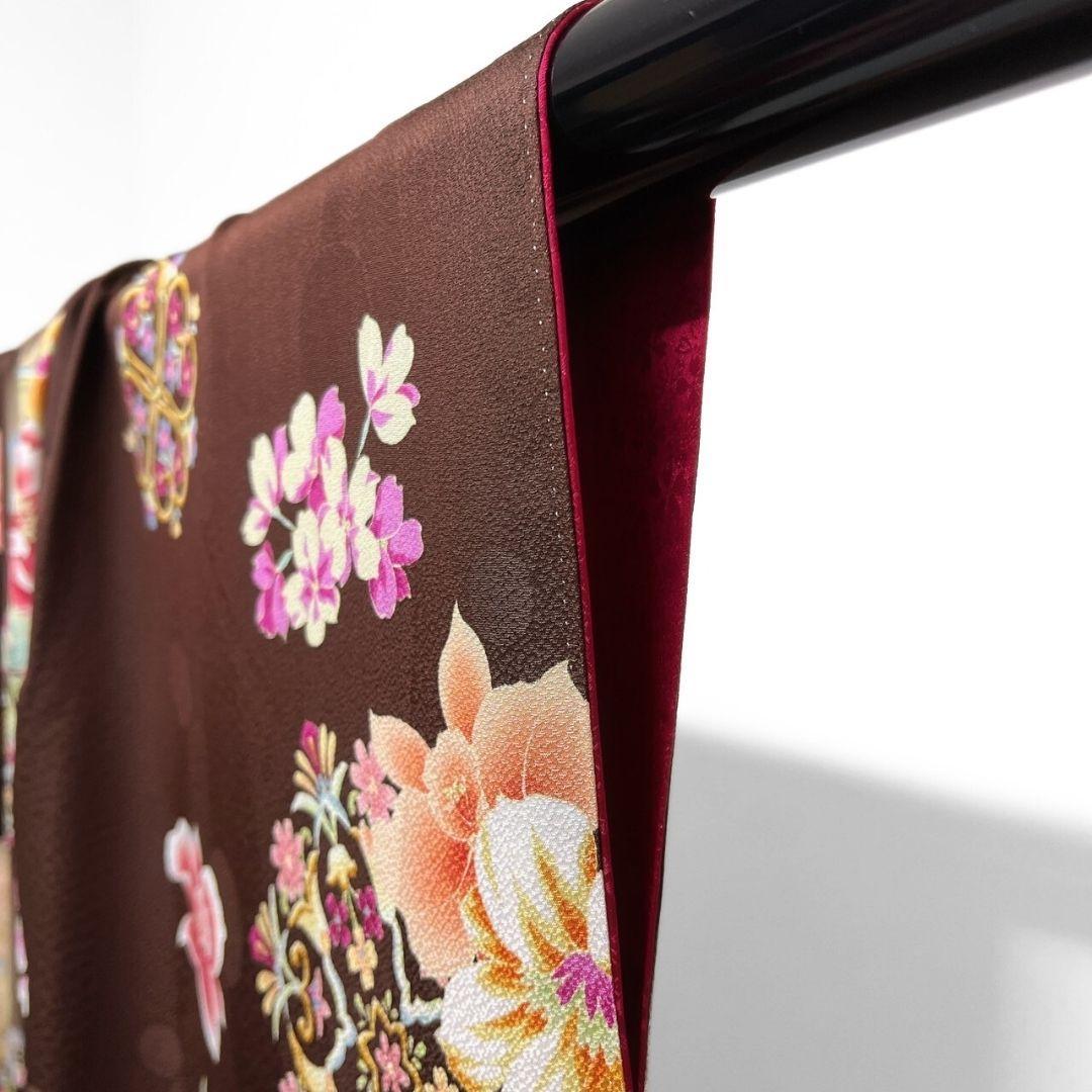 振袖　刺繍　牡丹　花紋　花模様　成人式 晴れの日 着物 045a p