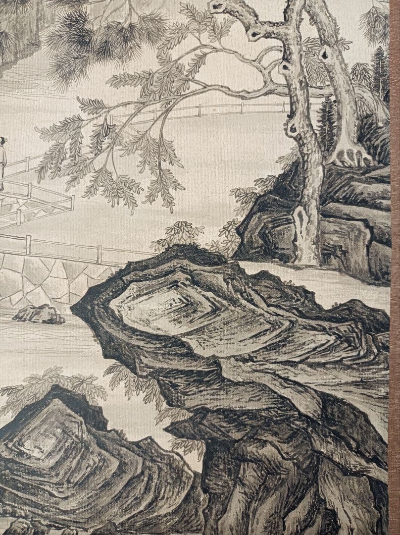 レア 軸 絵 偉人 山水 松 水墨 漢詩 禅 仏教 中国 美術 骨董 インテリア