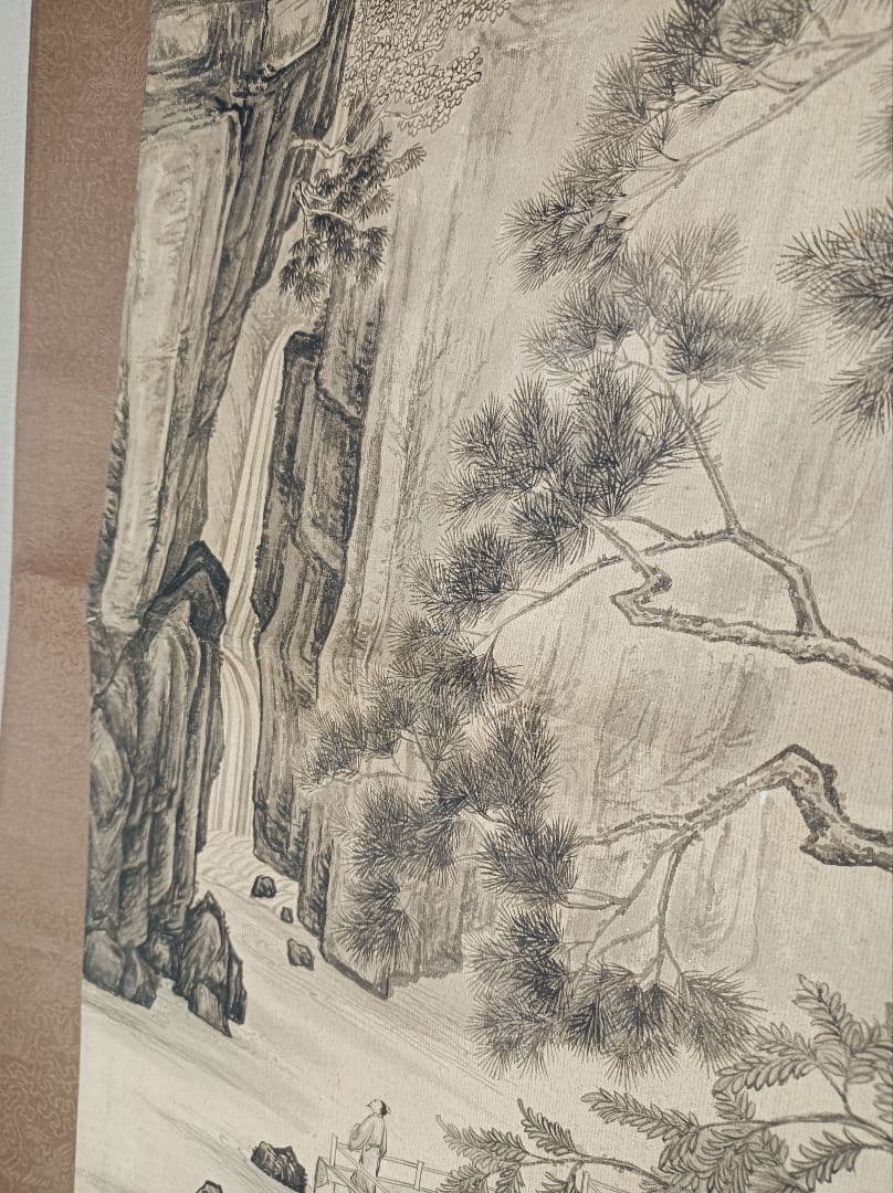 レア 軸 絵 偉人 山水 松 水墨 漢詩 禅 仏教 中国 美術 骨董 インテリア