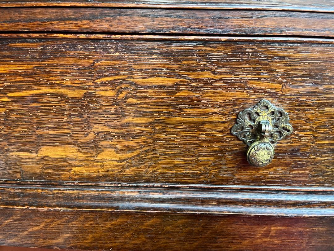 英国 アンティーク家具 ライティングビューロー オーク 1920年代 真鍮