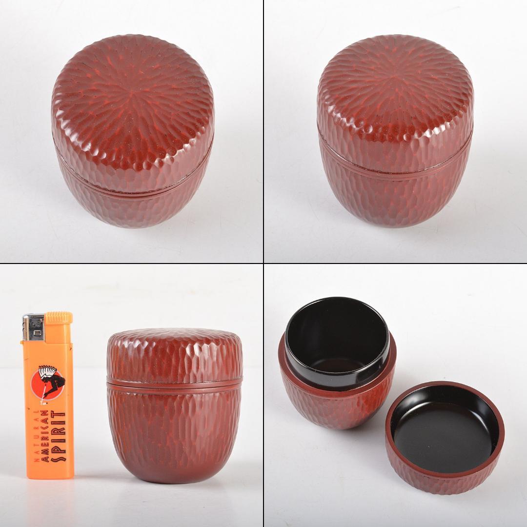 茶道具　高岡漆器　木彫師　般若勉　雲舟作　鎌倉　棗　共箱　V　R5518