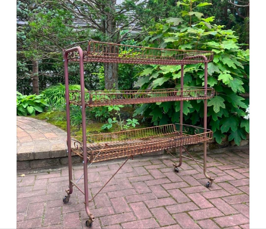 引取り歓迎　ワイヤーラック　古家具　ビンテージ　棚　什器　シャビー