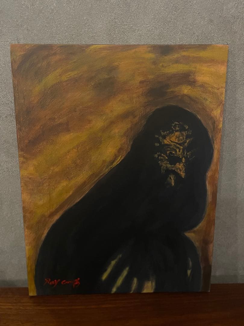 【手描き】鴨居玲 F6号 油絵　油彩　絵画　おばあさん　鴨居羊子鑑定シール　模写