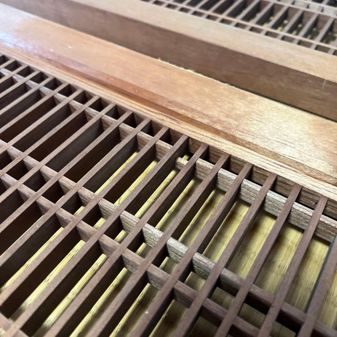 組子細工　木製欄間　建具 らんま 明り取り古民家 オブジェ レトロ 2枚 ③