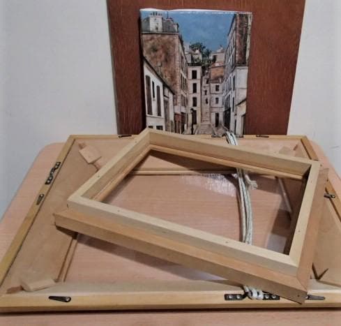 ユトリロ【コタン小路】 立体複製画（日本写真印刷製）　中古美品