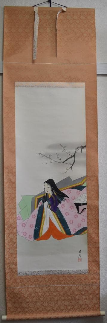 コロナ制圧祈願還元キャンペーン　花下美人図　絹本・着色・共箱