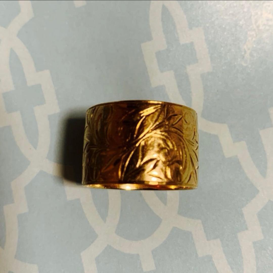 K18ゴールド指輪　日本製　手彫り　男女兼用