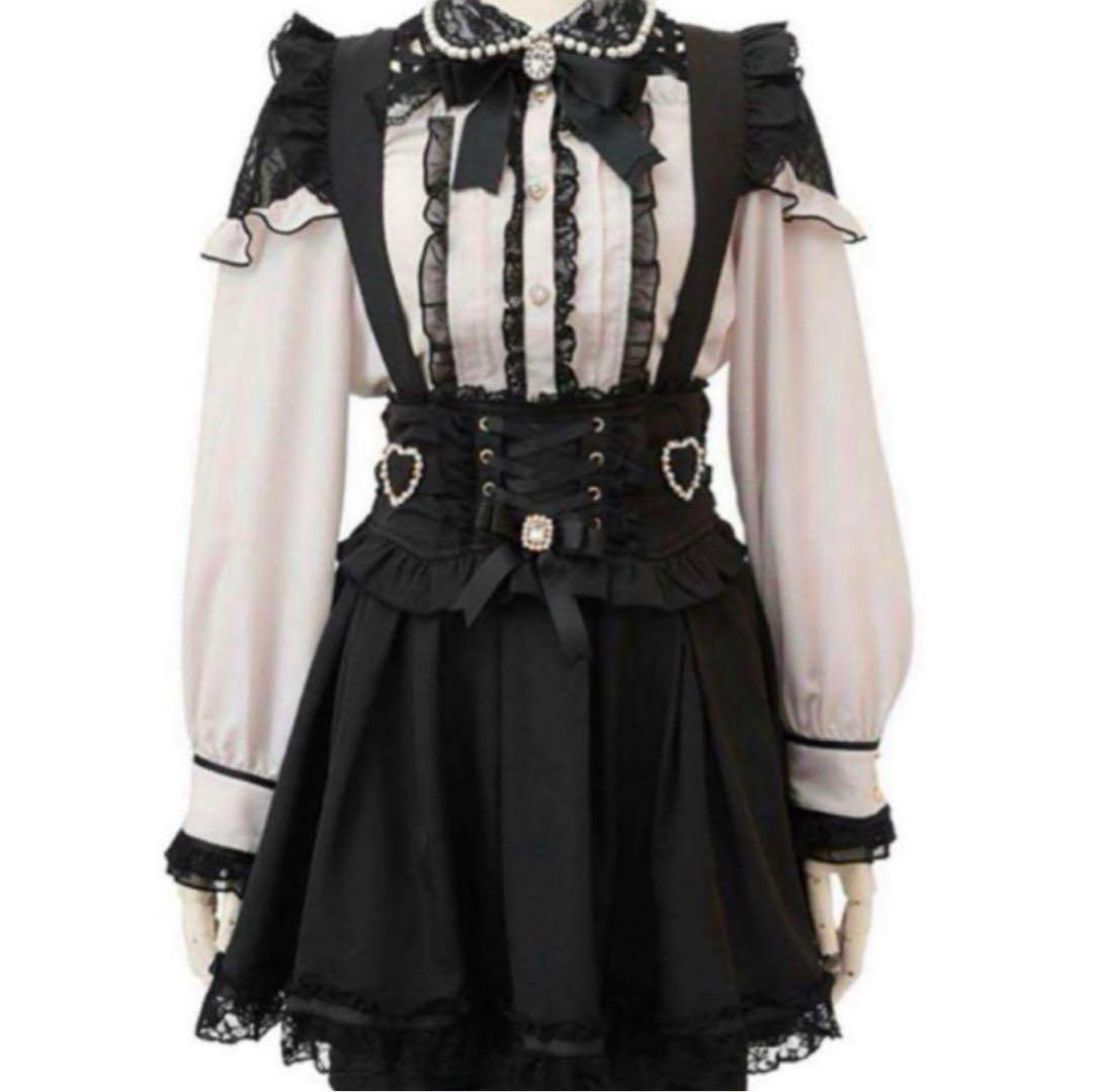 LIZLISA レースアップハートカシュクールスカート 正規品 ブラック