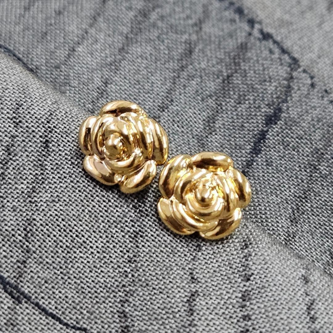 トラコ★立体的な薔薇が可愛い18金 K18 YG ローズ フラワー ピアス