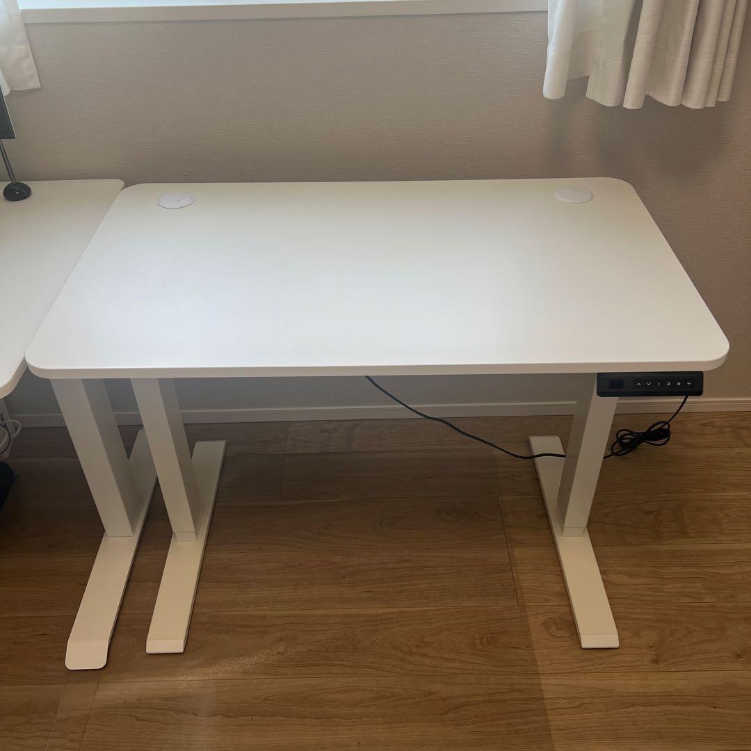 【美品1年程度】電動昇降デスク・昇降テーブル・ホワイト企業・幅100cm