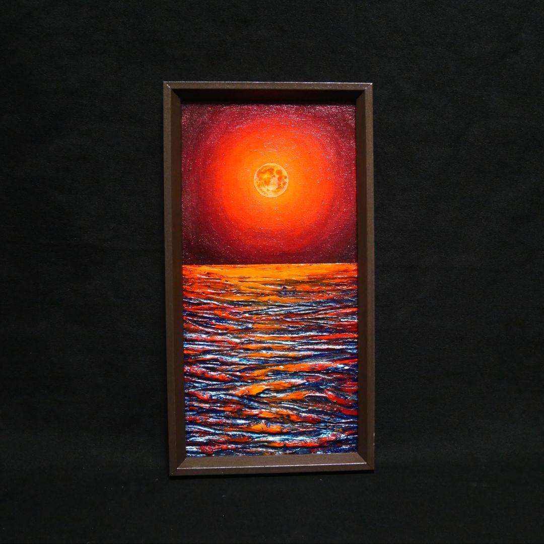 油絵 油彩 油彩画 絵 絵画 長方形ミニ絵画【神秘的な夜】