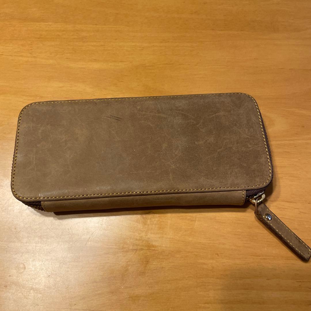 バハギア & クラフト ラウンドジップペンケース コンパクト　オリーブブラウン