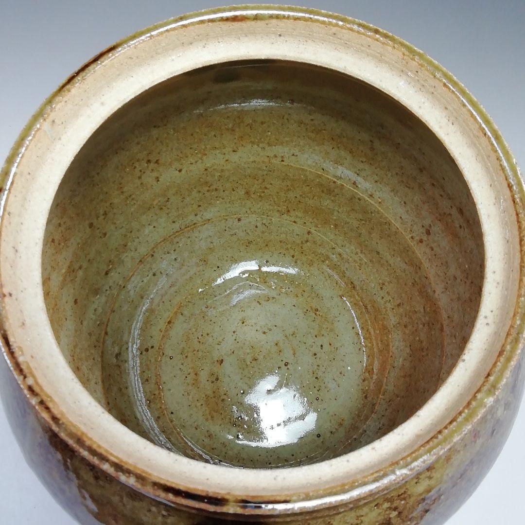 Ｓ７９１　水指　『灰釉黒流水指』『浩作』　共箱　茶道具