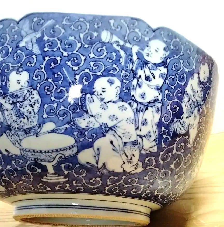 ☆ 平安一星 清水焼 唐子文大鉢