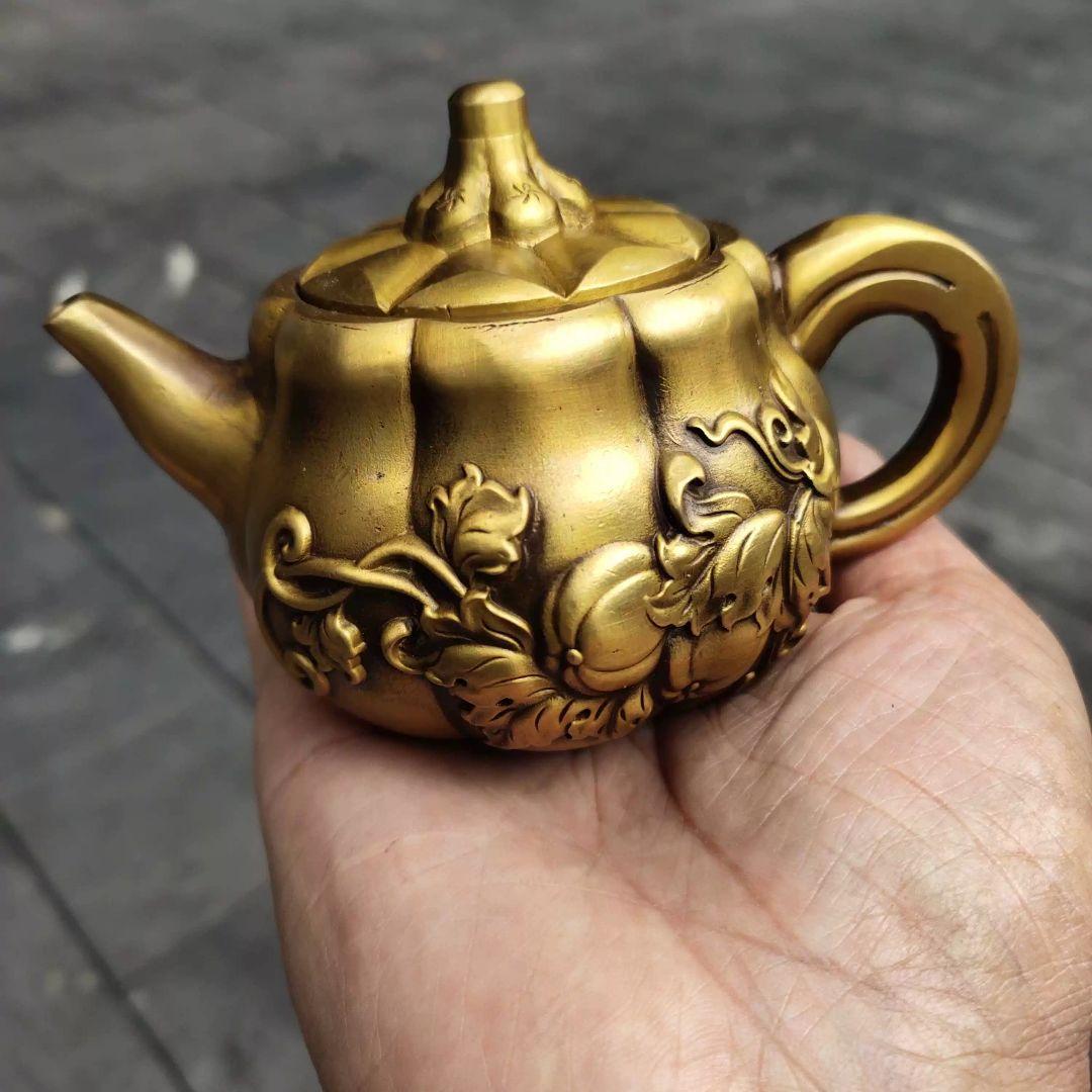 銅器 南瓜酒壺 茶壺 茶道具 茶道 工芸品 美術品 置物