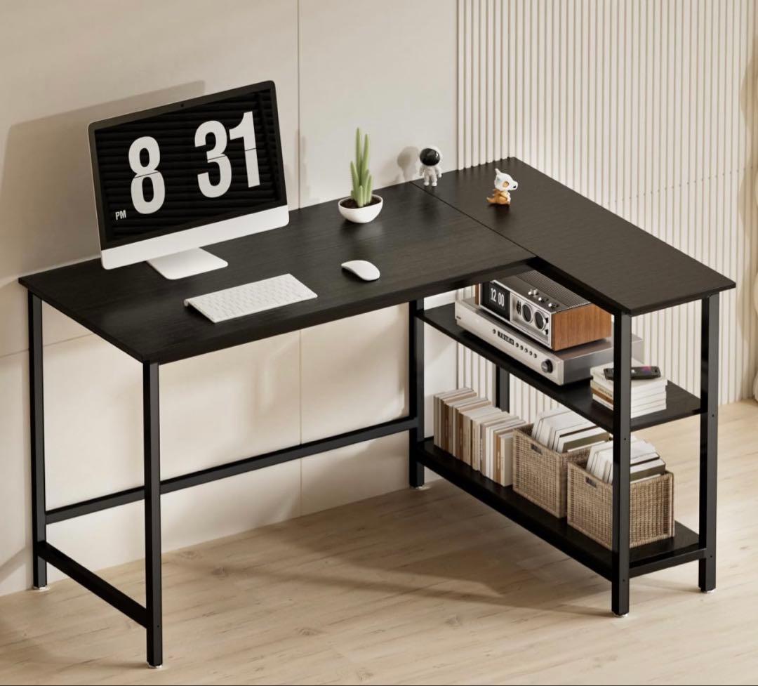 Y*U様 L字デスク 幅98cm 収納袋付きブラック　組み立て式