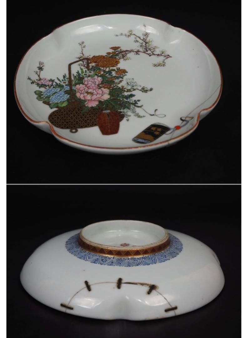 送料無料　博物館級　九谷の名工　初代石野竜山（兵太郎）花鳥図皿