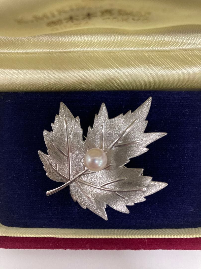 ミキモト リーフ ブローチ 真珠 カエデ